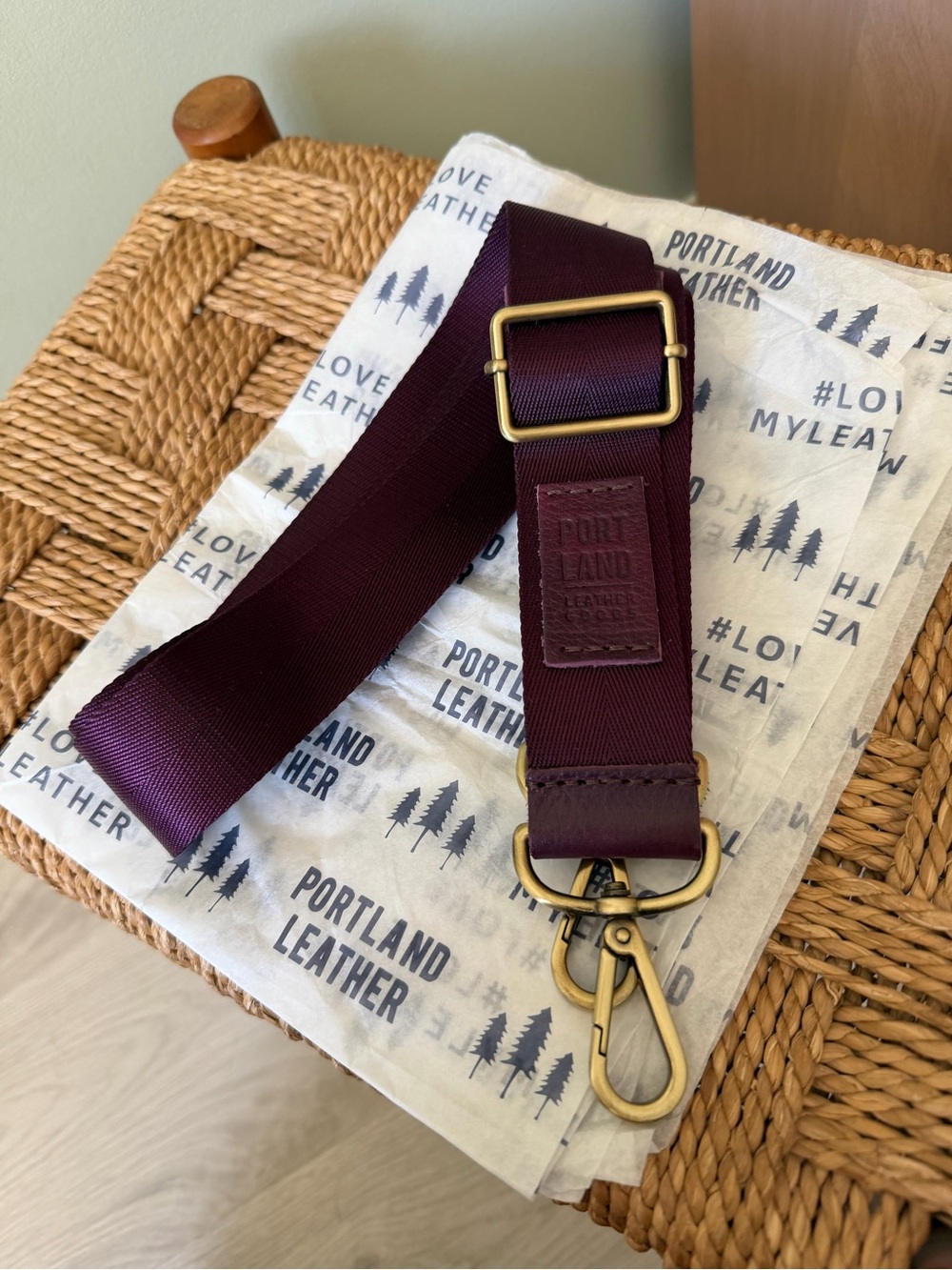 Portland Leather Goods Plum Herringbone Crossbody Strap